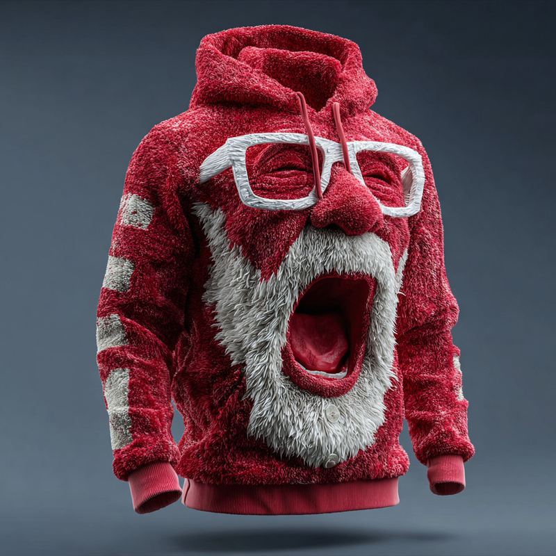 Ugly Christmas Sweater Funny Santa Claus Unisex Hooded Hoodie 387c