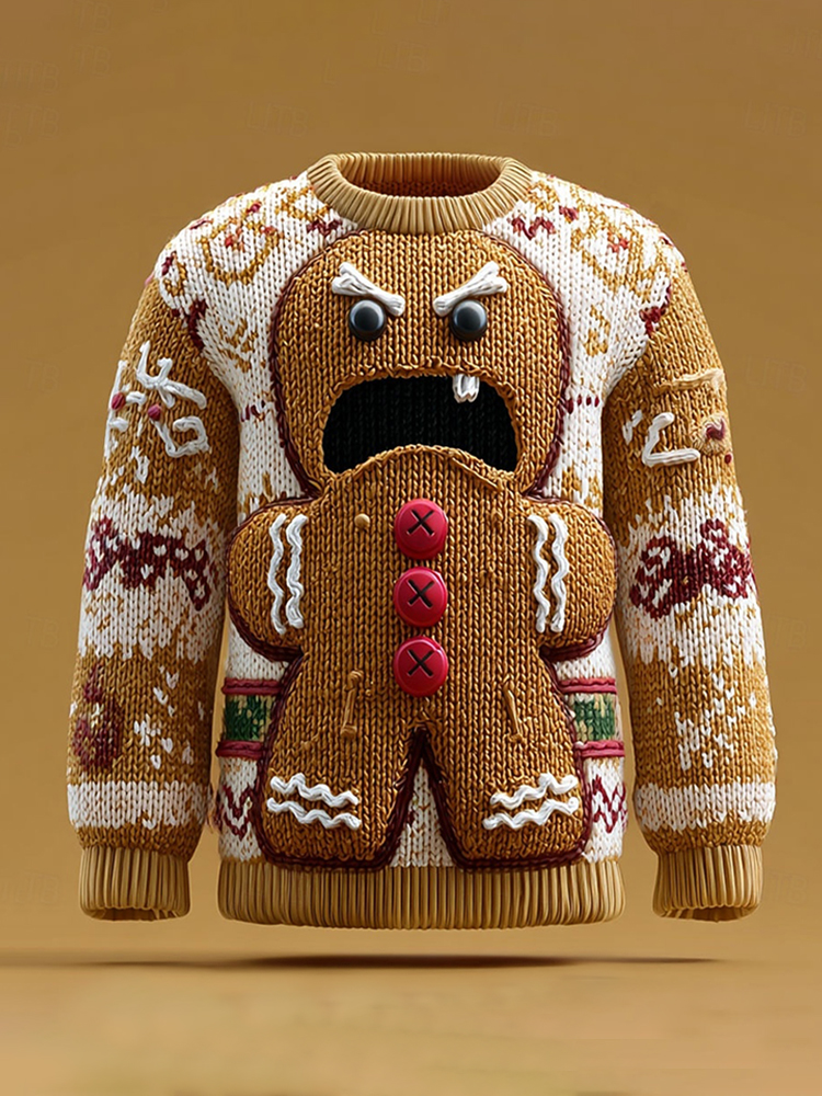 Men's Fun Shouting Gingerbread Man Christmas Ugly Sweater