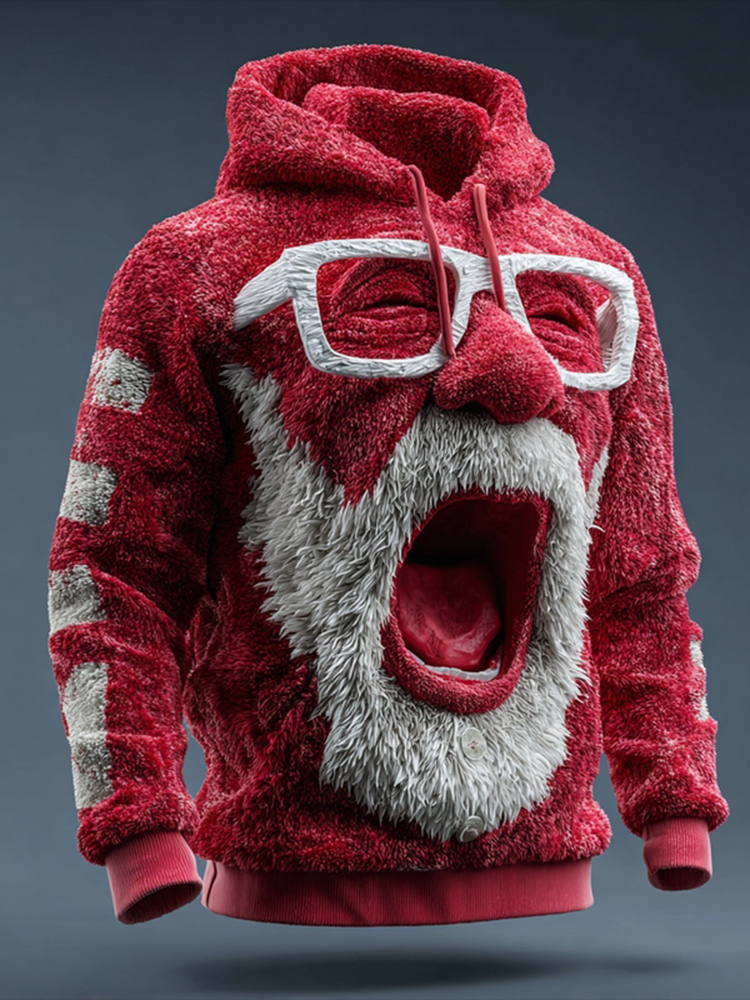 Ugly Christmas Sweater Funny Santa Claus Unisex Hooded Hoodie 387c