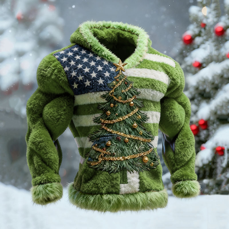 Men's National Flag Christmas Tree Pattern Ugly Sweater