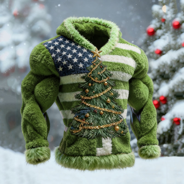 Men's National Flag Christmas Tree Pattern Ugly Sweater