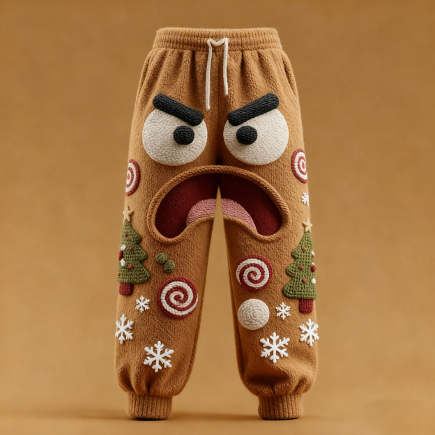 Men's Fun Screaming Gingerbread Man Christmas Sweatpants