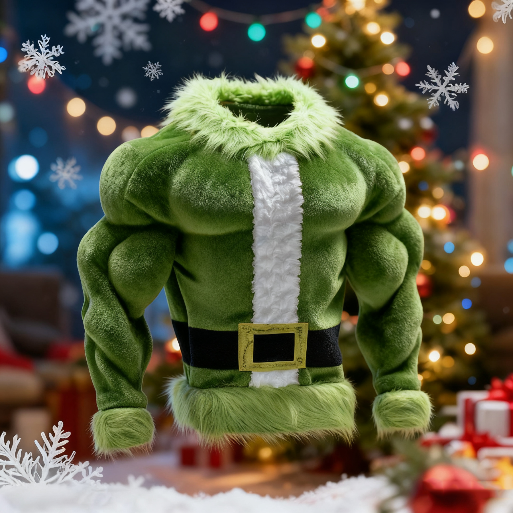 Men's Santa Claus Color Block Cosplay Plush Sweatshirt