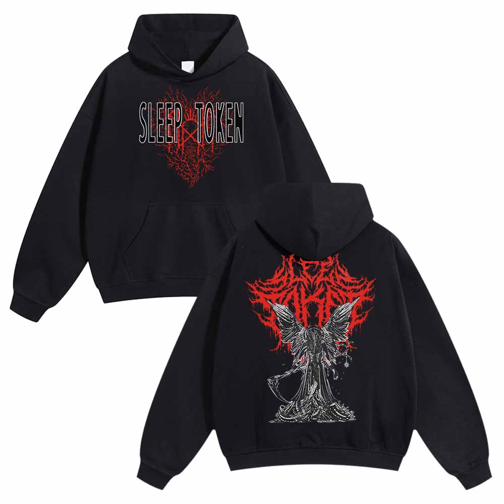 Unisex Fit Vintage Sleep Token Print Solid Cotton Hoodie