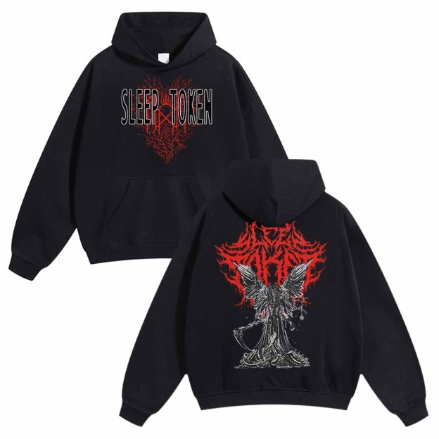 Unisex Fit Vintage Sleep Token Print Solid Cotton Hoodie