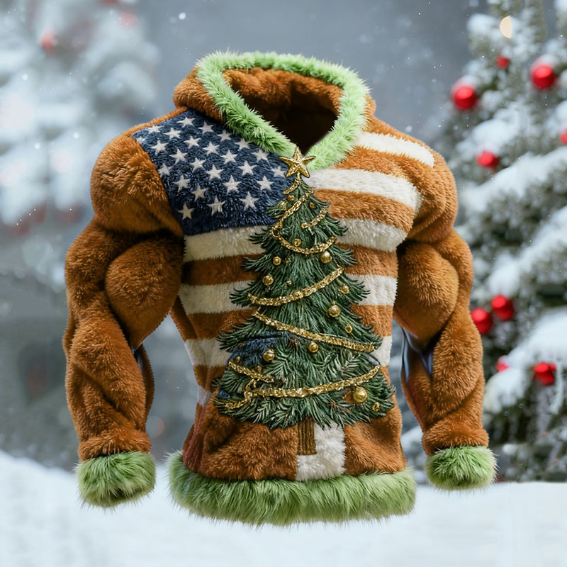 Men's National Flag Christmas Tree Pattern Ugly Sweater