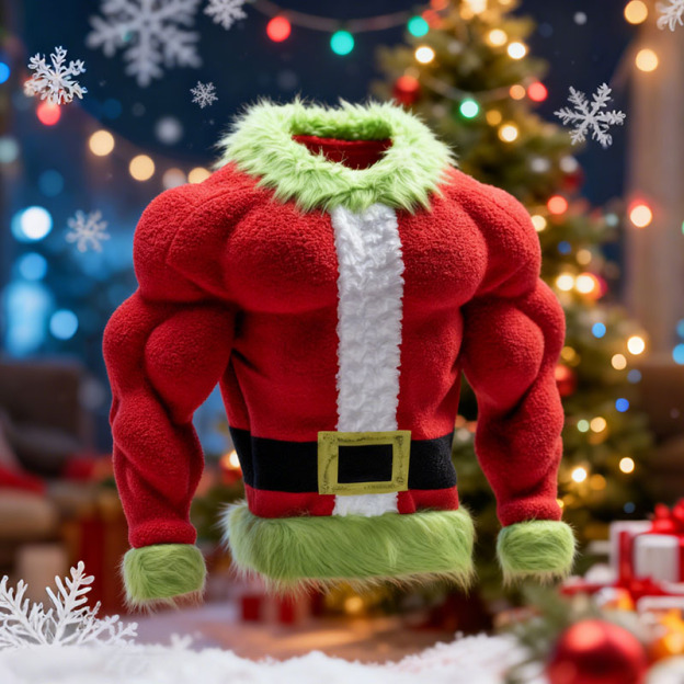 Men's Santa Claus Color Block Cosplay Plush Sweatshirt