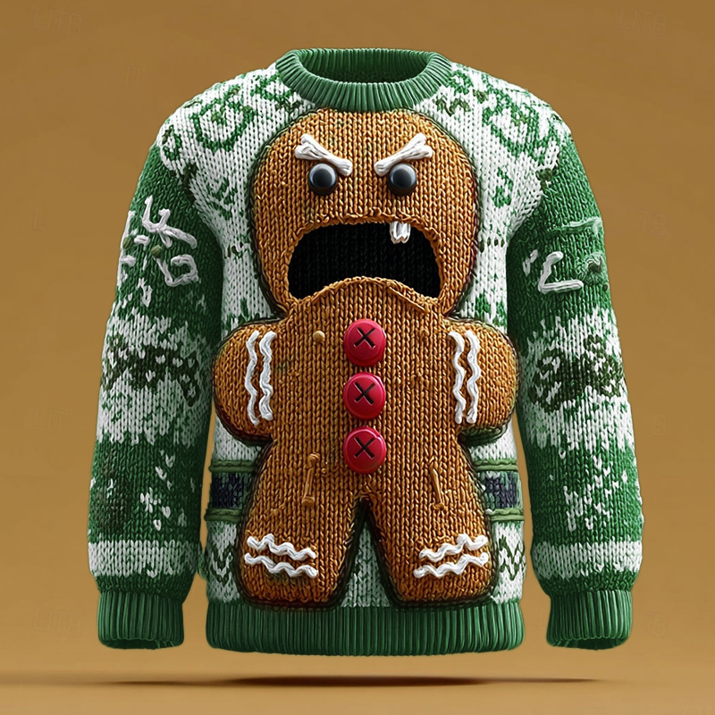 Men's Fun Shouting Gingerbread Man Christmas Ugly Sweater