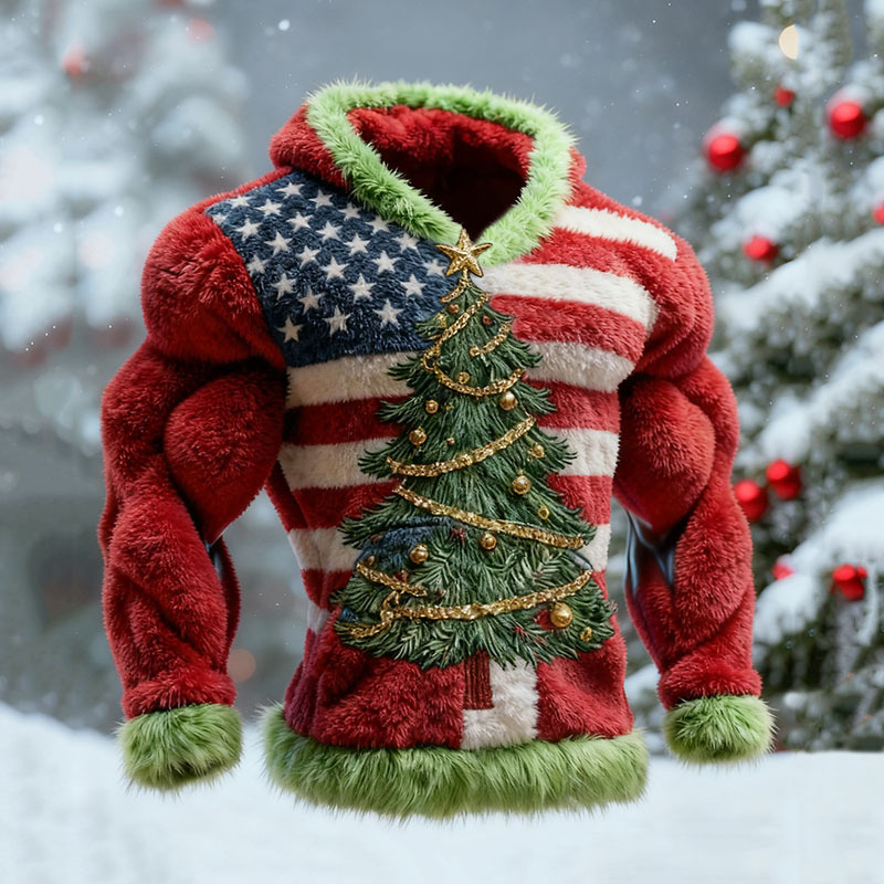 Men's National Flag Christmas Tree Pattern Ugly Sweater