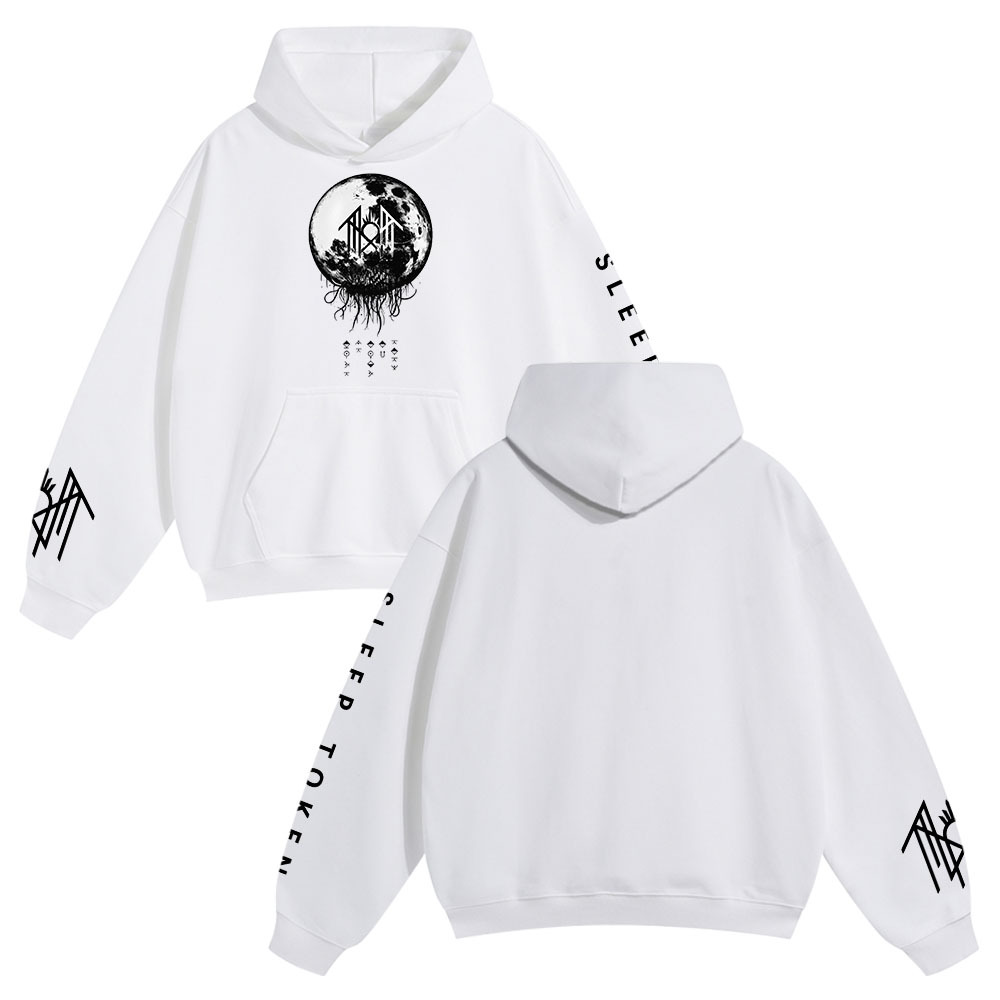 Unisex Fit Vintage Sleep Token Print Solid Cotton Hoodie