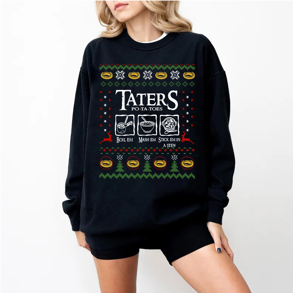 LOTR Taters Potato Ugly Christmas Unisex Casual Crewneck Sweatshirt
