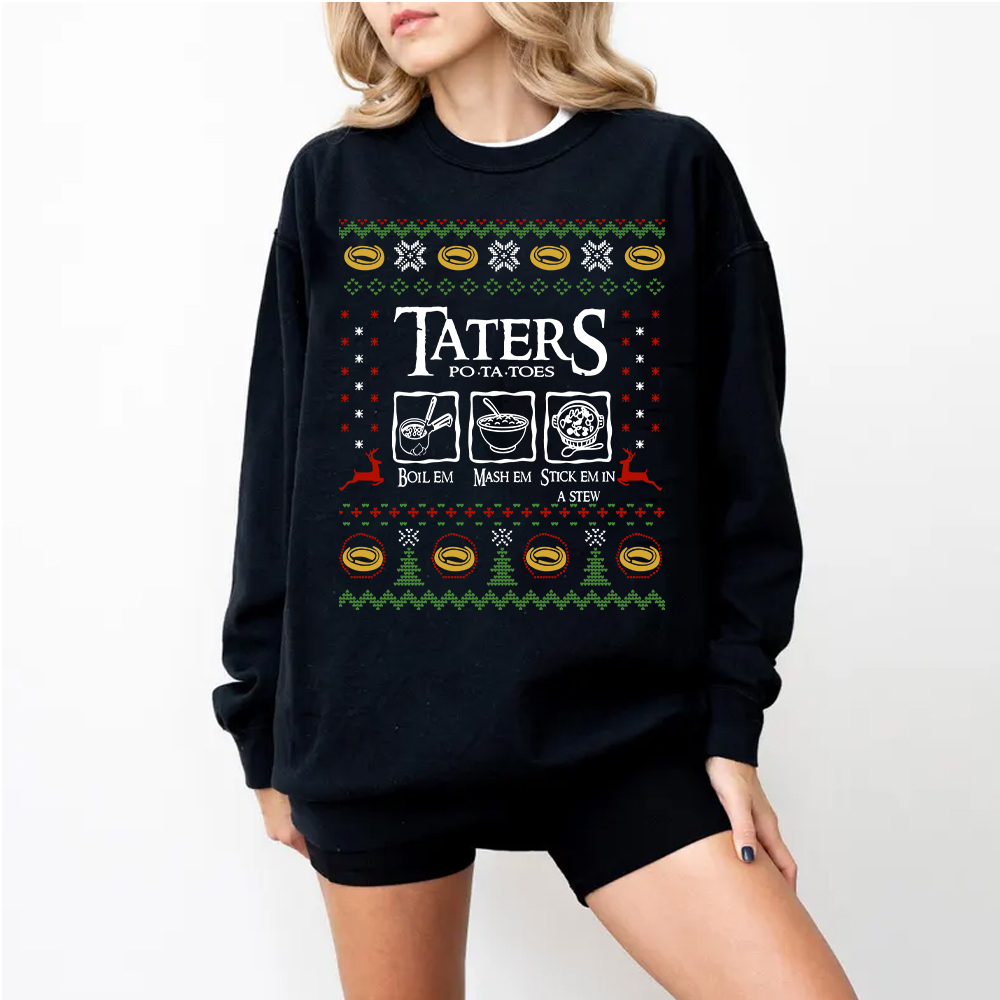 LOTR Taters Potato Ugly Christmas Unisex Casual Crewneck Sweatshirt