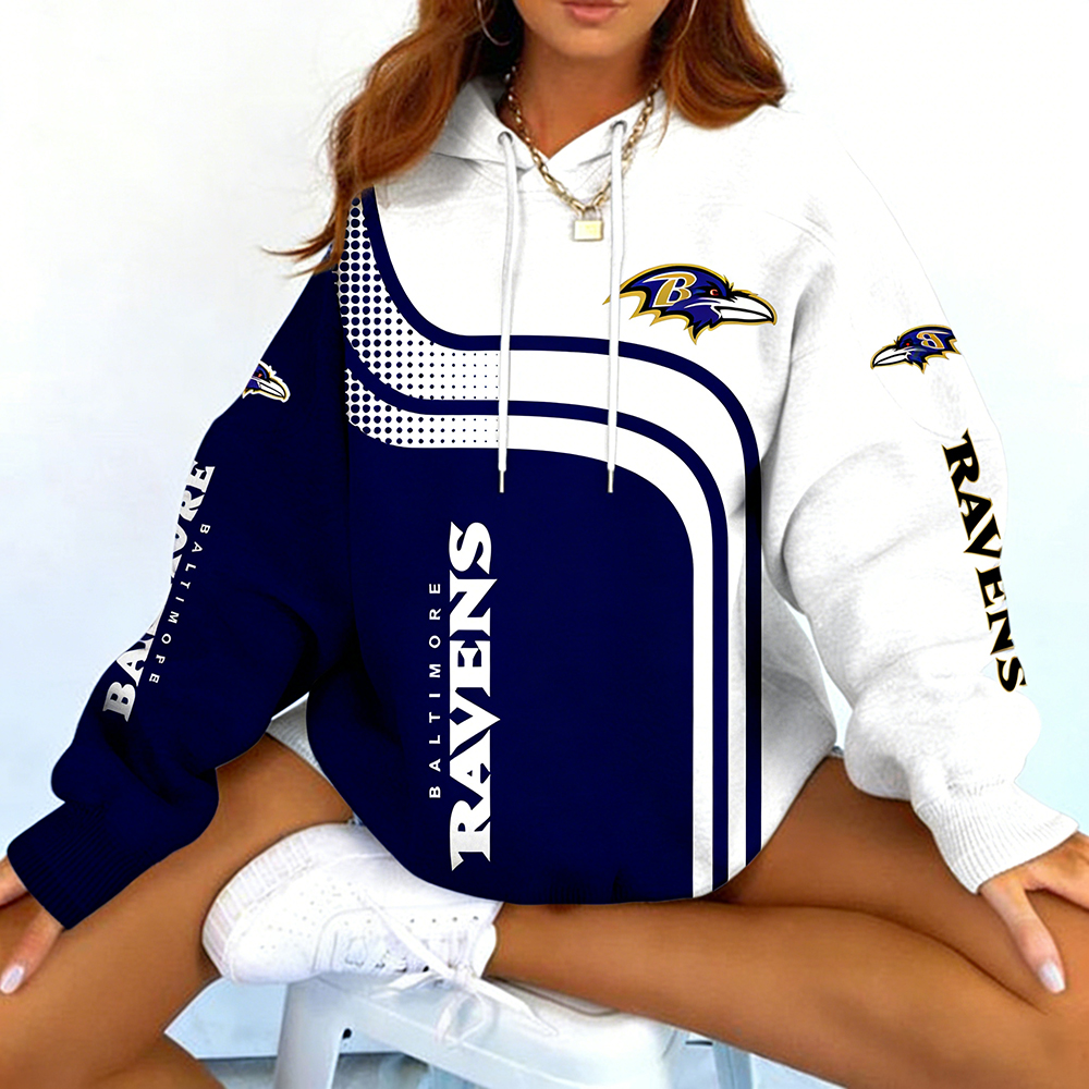 Baltimore Ravens Football Print Long-Sleeved Hoodie