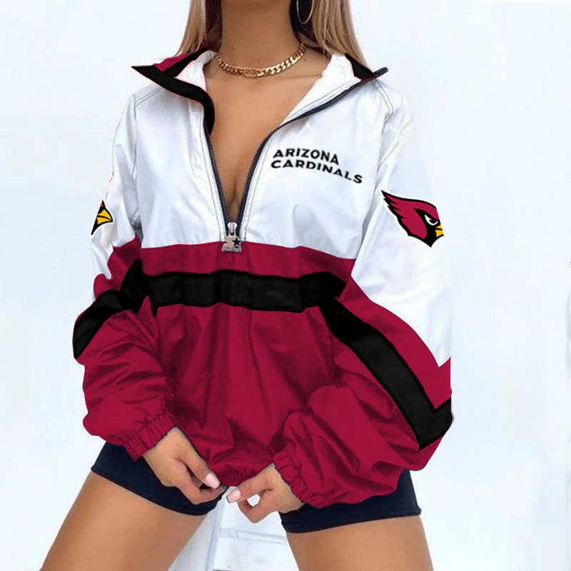 Arizona Cardinals Football Print Zipper Long-Sleeve Sweatshirt