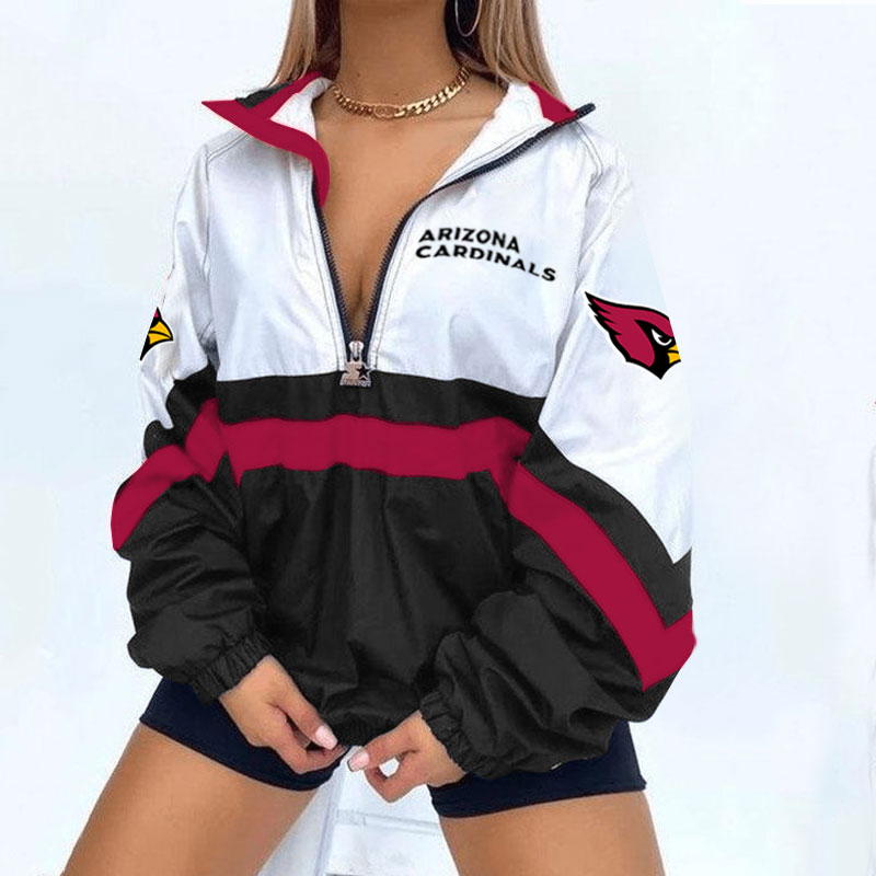 Arizona Cardinals Football Print Zipper Long-Sleeve Sweatshirt