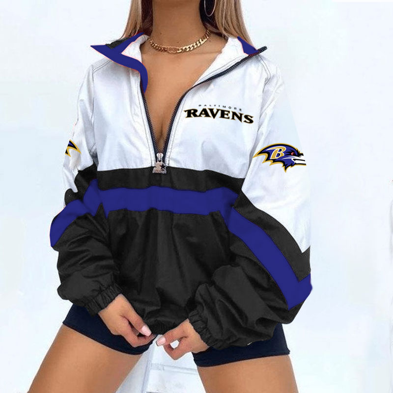 Baltimore Ravens Football Print Zipper Long-Sleeve Sweatshirt