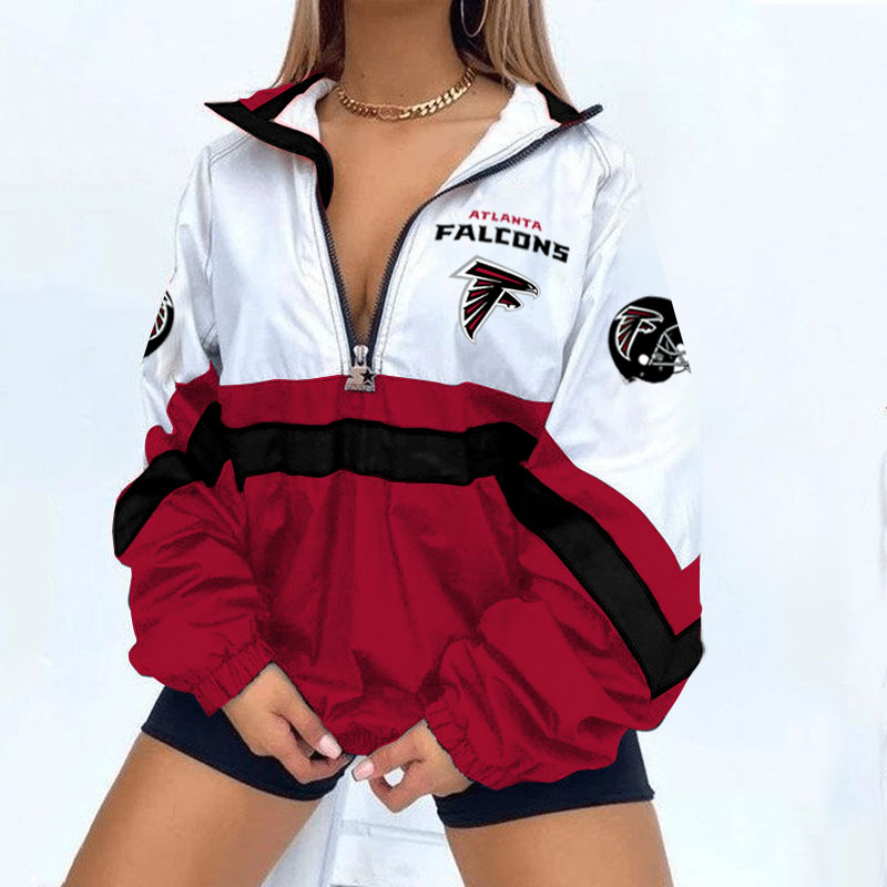 Atlanta Falcons Football Print Zipper Long-Sleeve Sweatshirt