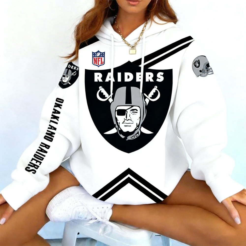 Las Vegas Raiders Football Print Long-Sleeved Hoodie