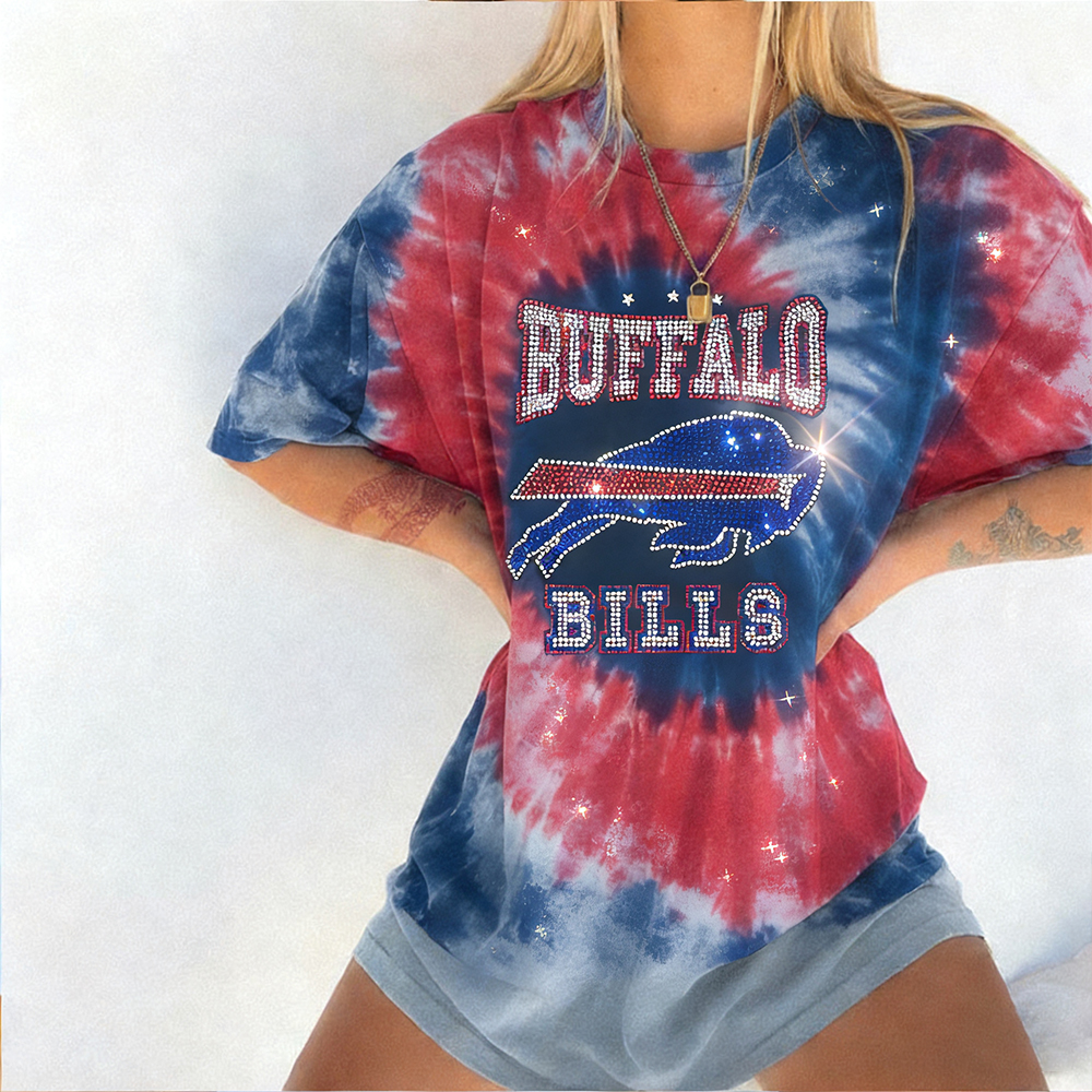 Vintage Round-Neck New England Patriots Football Tie-Dye Print Short-Sleeved T-Shirt