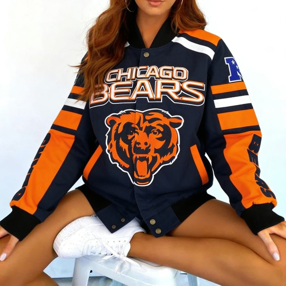 [Copy]Vintage Chicago BearsFootball Team Racing Long-Sleeve Jacket