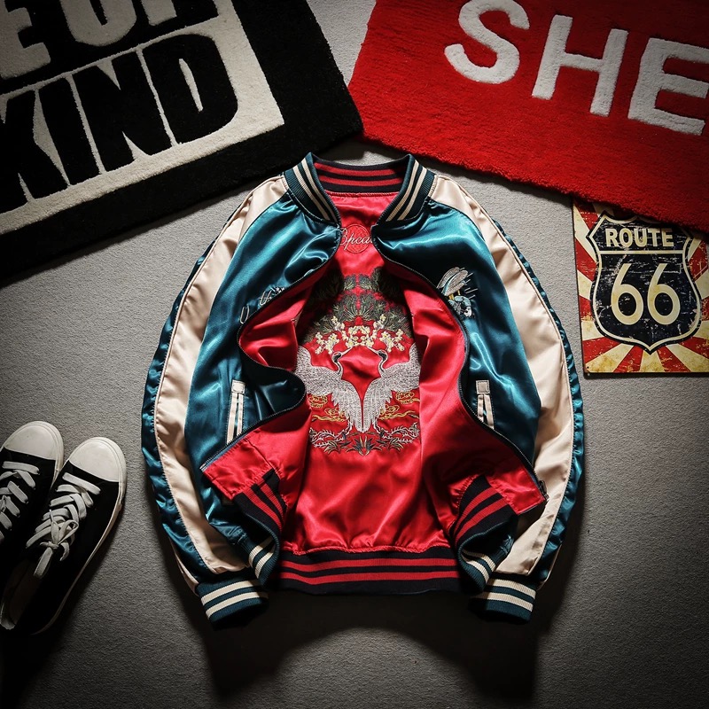 [Copy]Japan Souvenir Jacket Reversible Satin US Navy Seabees Sukajan Tour