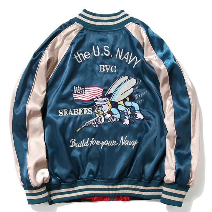 U.S. Navy Seabees reversible satin sukajan jacket