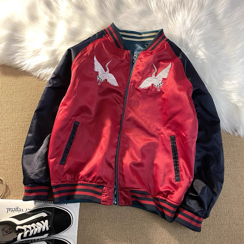 Japan Souvenir Jacket Reversible Satin US Navy Seabees Sukajan Tour