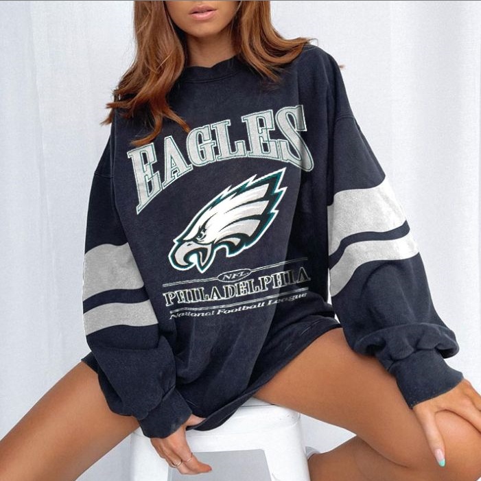 Philadelphia Eagles Football Print Retro Oversized Sweatshirt