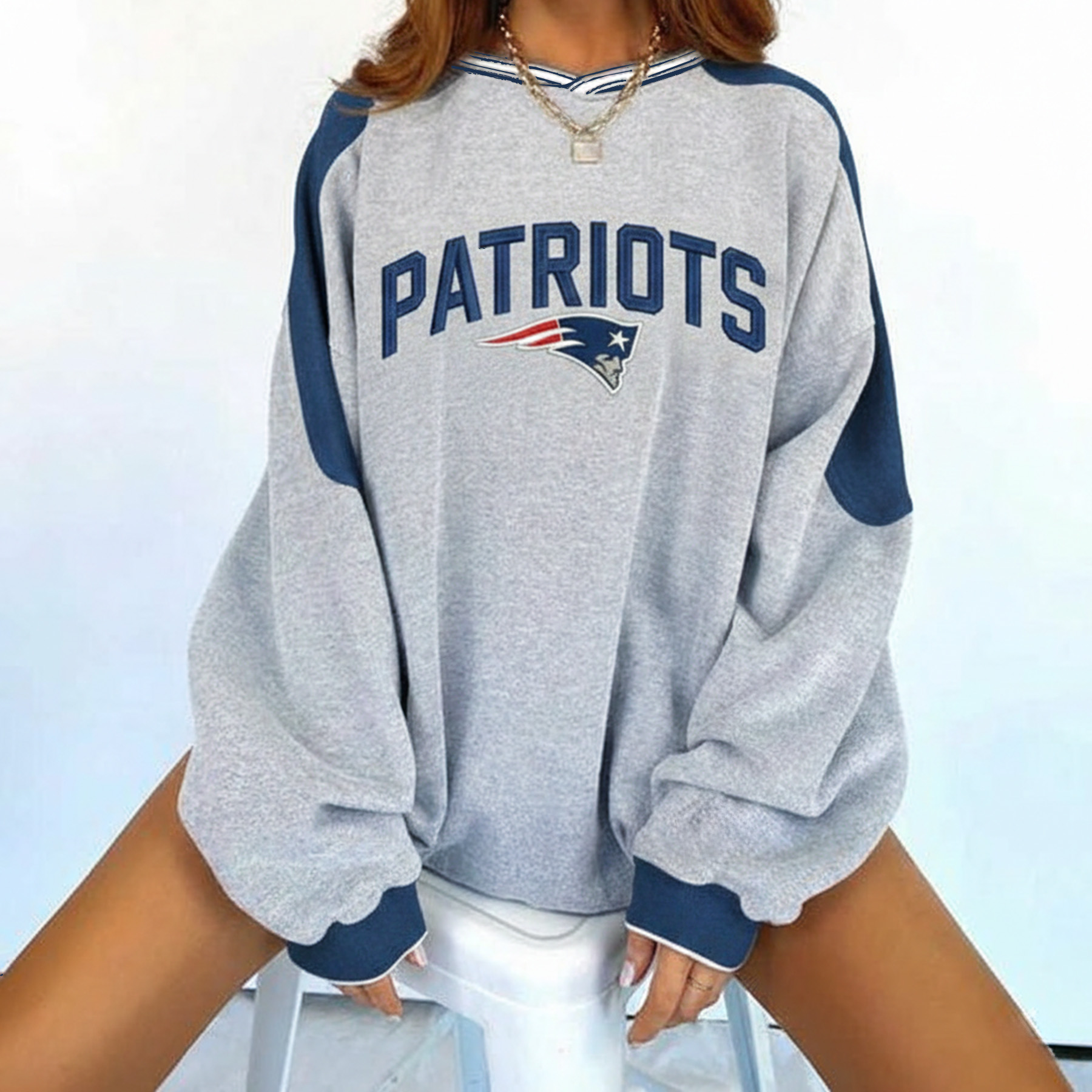 Retro New England Patriots Long-Sleeve Sweatshirt