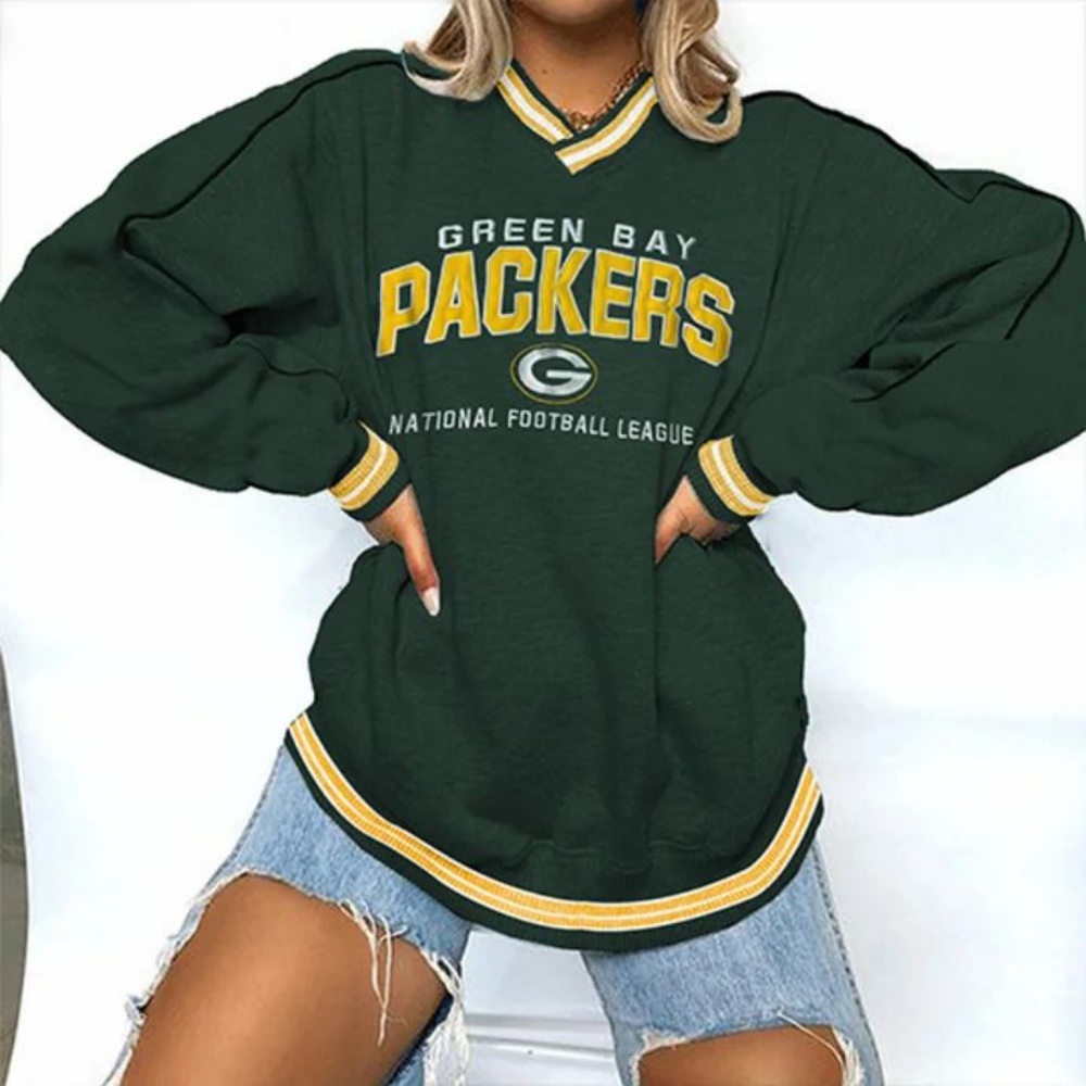 Green Bay Packers Football Graphic Print Crewneck Sweatshirt