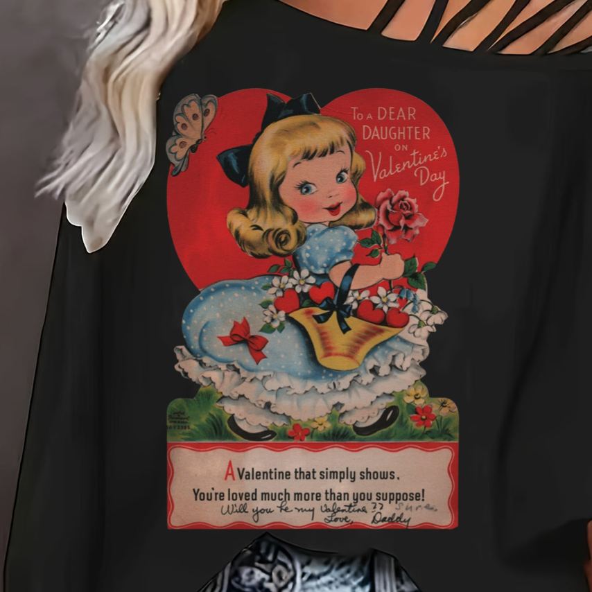 [Copy]Valentine's Day Heart Dandelion Print Top Tunic 