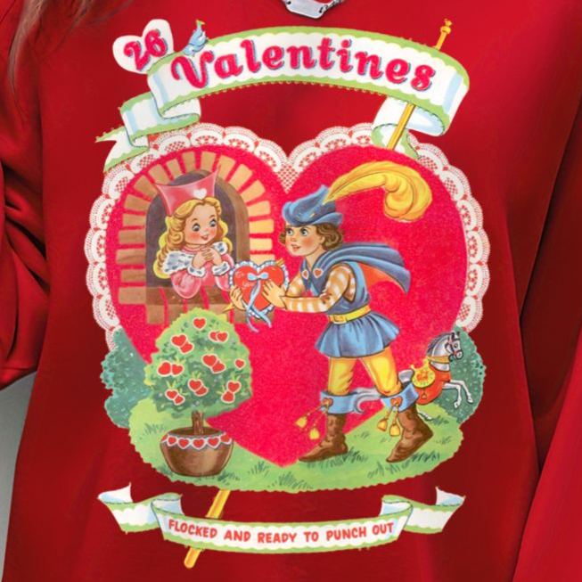 [Copy]Valentine's Day Cat Graphic Print Waffle Tunic