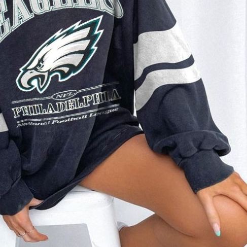 Philadelphia Eagles Football Print Retro Oversized Sweatshirt