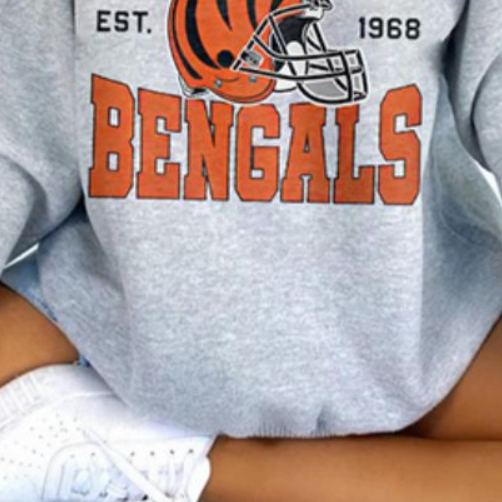 Cincinnati Bengals Football Printed V-neck Sweatshirt
