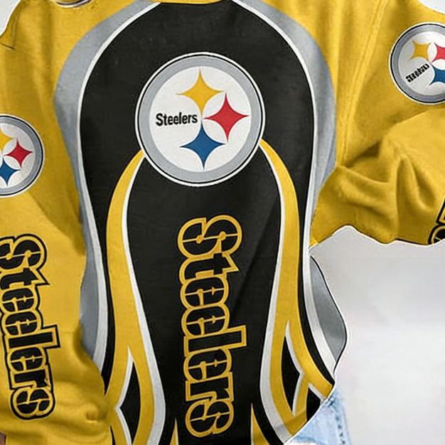 Women'S Pittsburgh Steelers Rugby Print Long-Sleeved Sweatshirt