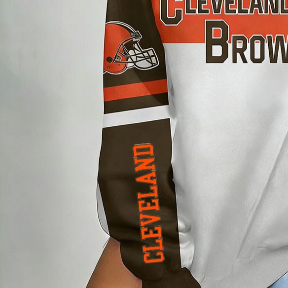 [Copy]Women's Cleveland Browns Football Print Long-Sleeved Sweatshirt
