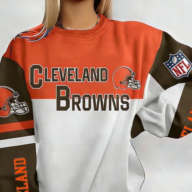 [Copy]Women's Cleveland Browns Football Print Long-Sleeved Sweatshirt