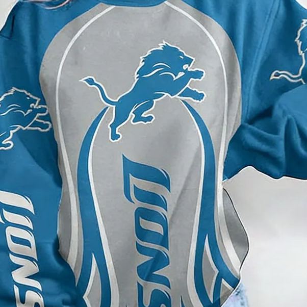Detroit Lions Football Print Long-Sleeved Sweatshirt