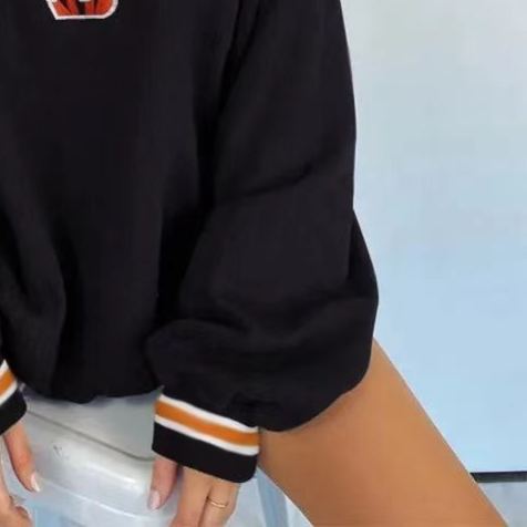 [Copy]Women's Cleveland Browns Football Print Color Blocking Long-Sleeved Sweatshirt