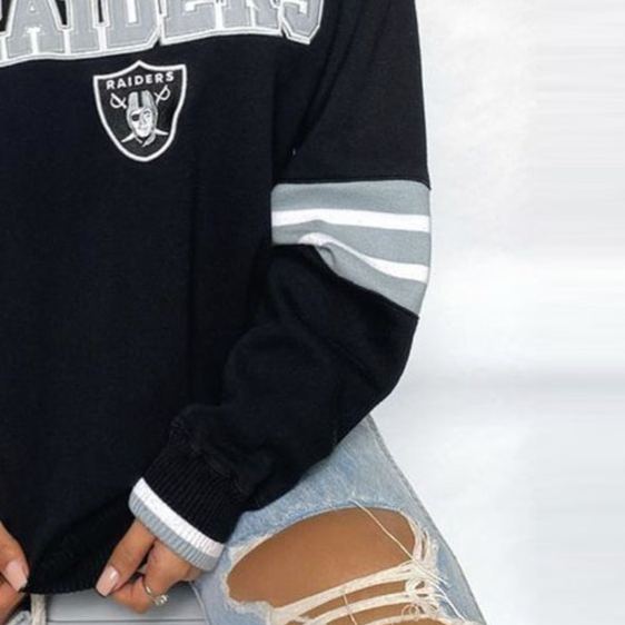 [Copy]New Orleans Saints Crew Neck Striped Sleeve Retro Sweatshirt