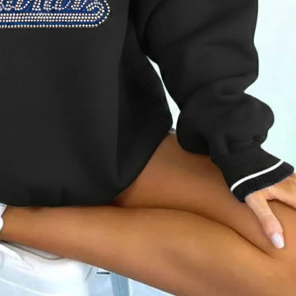 New England Patriots Sparkling Rhinestone Print Retro Sweatshirt