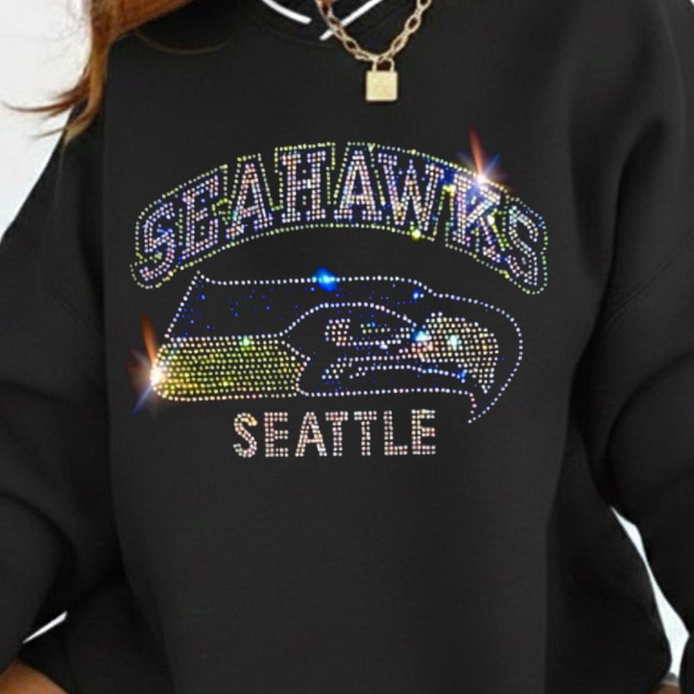 [Copy]New England Patriots Sparkling Rhinestone Print Retro Sweatshirt