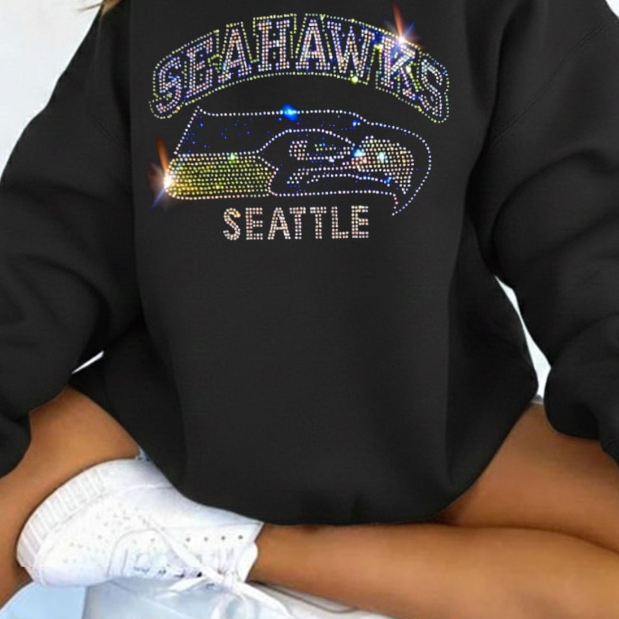 [Copy]New England Patriots Sparkling Rhinestone Print Retro Sweatshirt