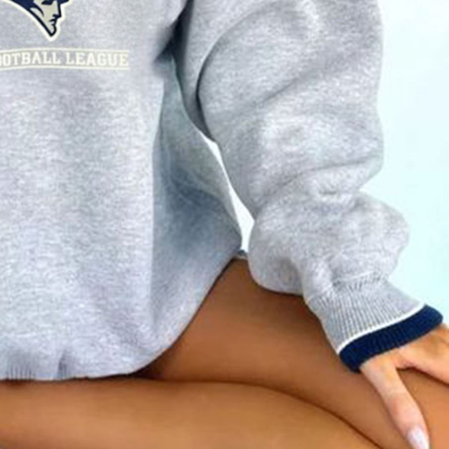 Women's Retro New England Patriots Print V-neck Long-Sleeve Sweatshirt