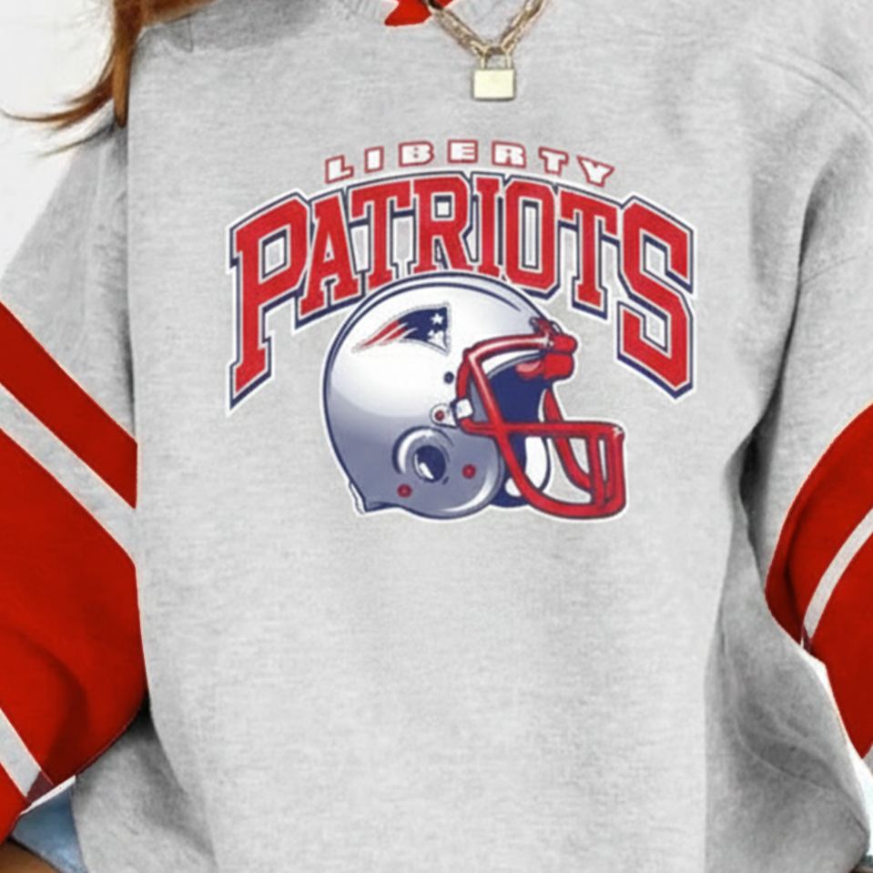 [Copy]Women's Retro New England Patriots Print V-neck Long-Sleeve Sweatshirt