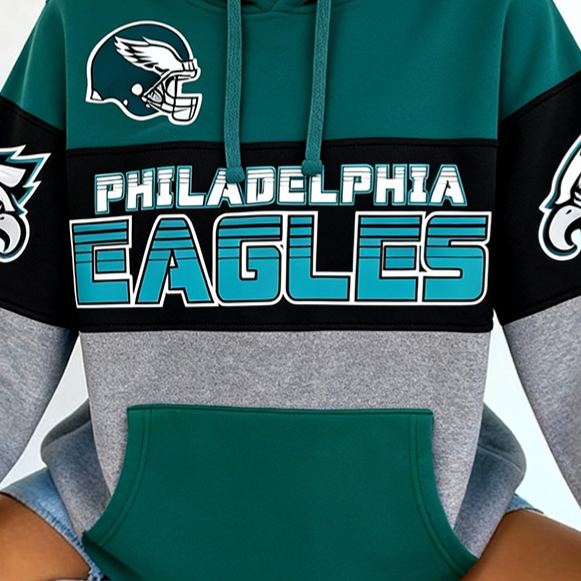 [Copy]New York Jets Football Print Color-Block Long-Sleeved Hoodie