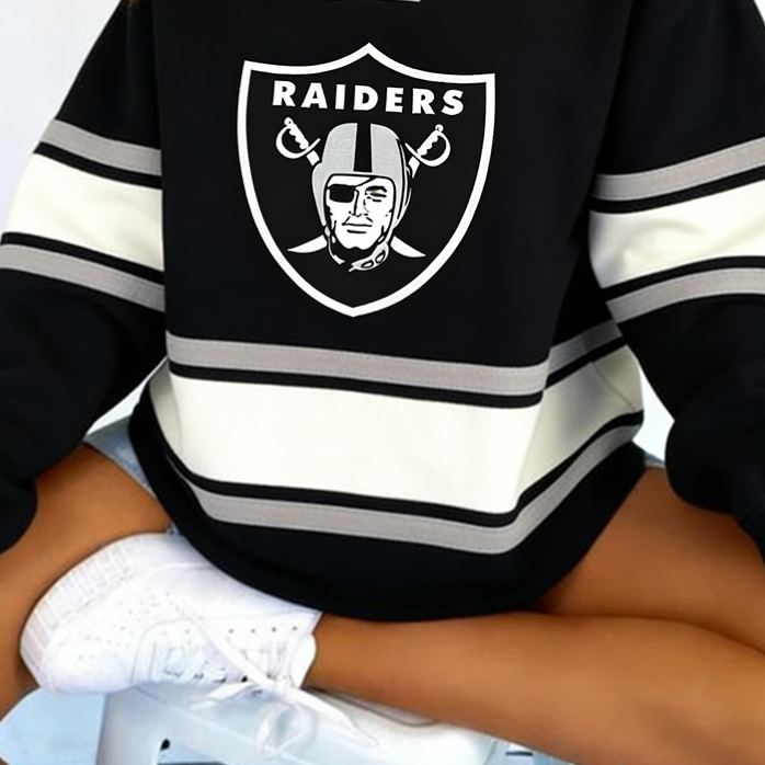 [Copy]Buffalo Bills Football Print Lace-up Color Block Long-Sleeved Hoodie