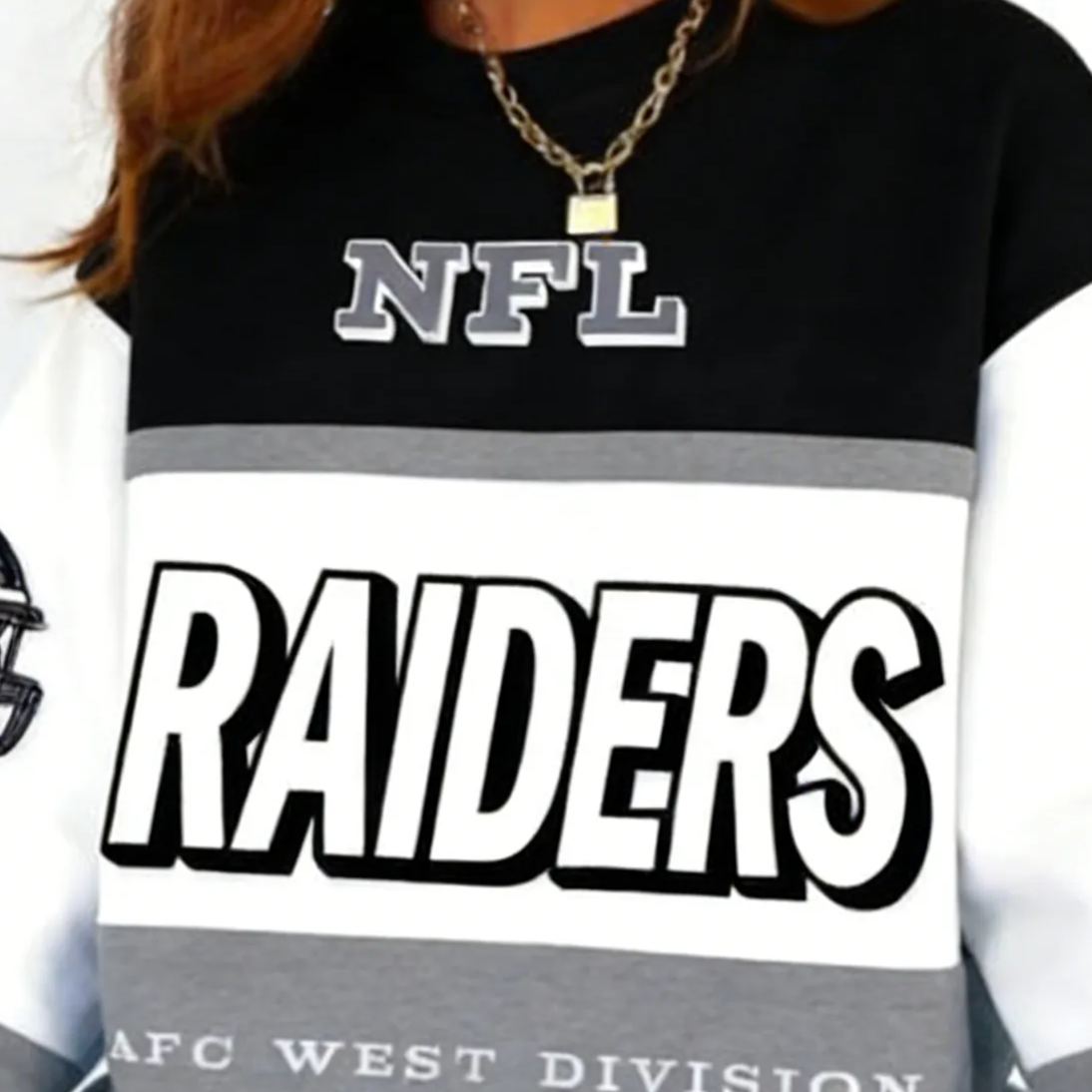 [Copy]Women's Los Angeles Chargers Football Print Color Blocking Crew Neck Vintage Sweatshirt
