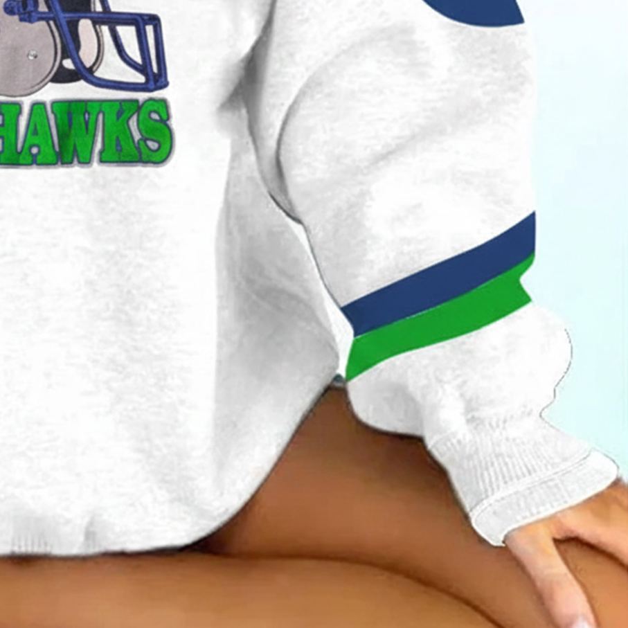 [Copy]Buffalo Bills Football Print Color Block V-Neck Long-Sleeved Sweatshirt