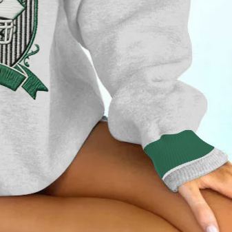 Women's Vintage Dallas Cowboys Football Embroidery V-Neck Long-Sleeved Sweatshirt